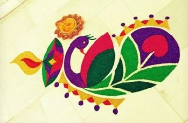 15 Top Beautiful Peacock Rangoli Design to make your Diwali Colorful