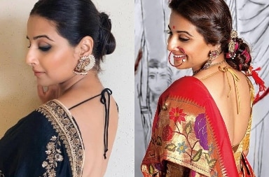 10 Hot Vidya Balan saree Backless Blouse Designs