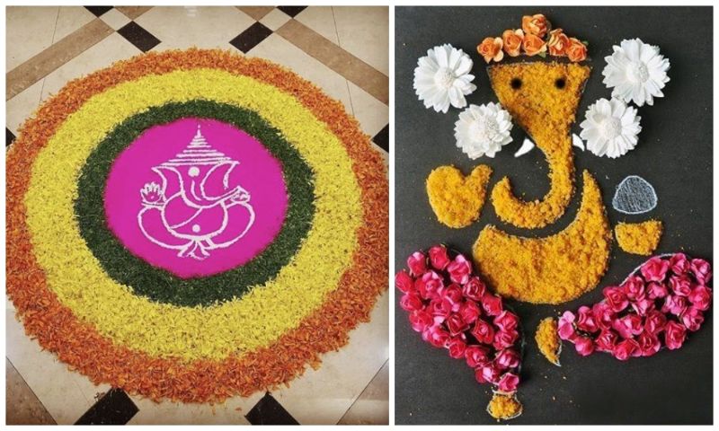 ganpati rangoli ideas at home