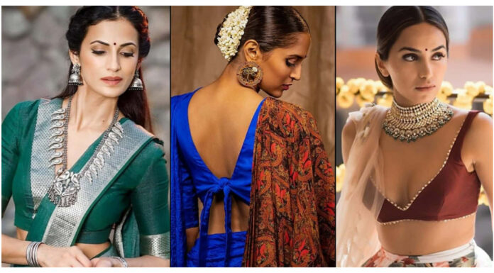 9 Trendy V Neck Blouse Designs For This Wedding Season 9 Trendy V Neck Blouse Designs For This Wedding Season