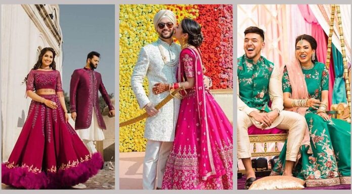 Top 20 Designer Matching Lehenga & Sherwani Sets for Indian Weddings: Brides & Grooms Edition Designer Matching Lehenga & Sherwani Sets for Indian Weddings