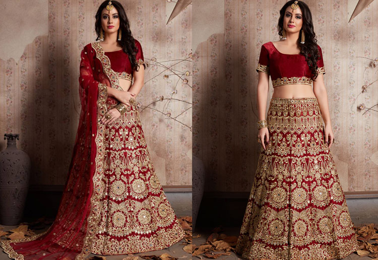 red bridal lehenga
