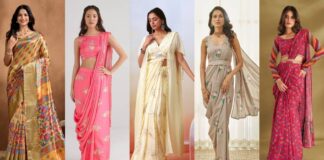 Slim Look Printed Saree Draping Styles