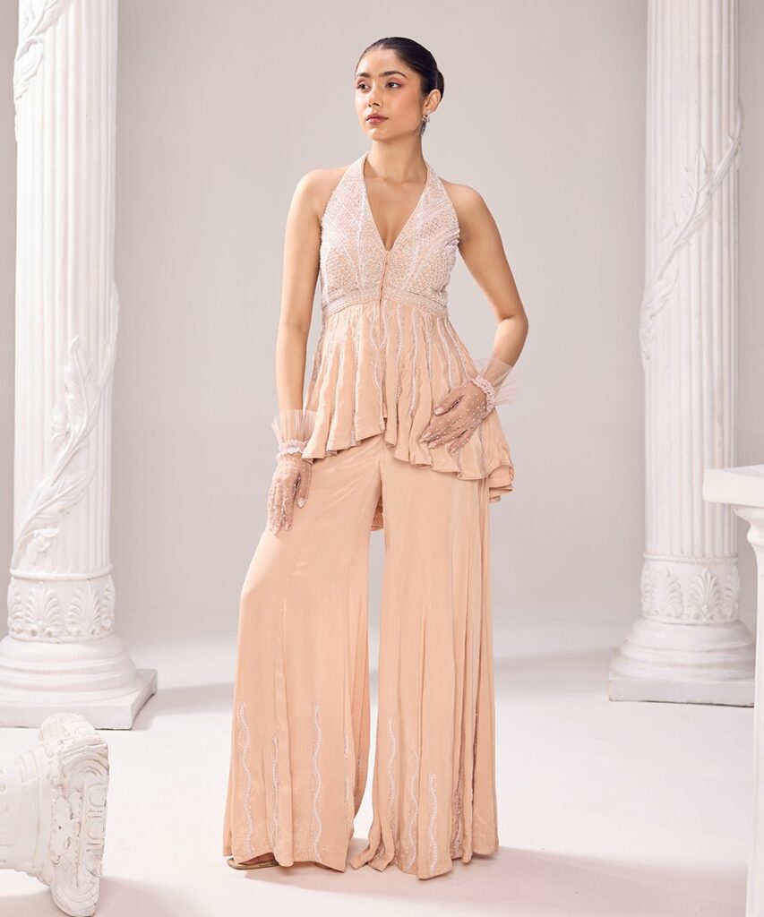 Hiley Halterneck Peplum Sharara Set