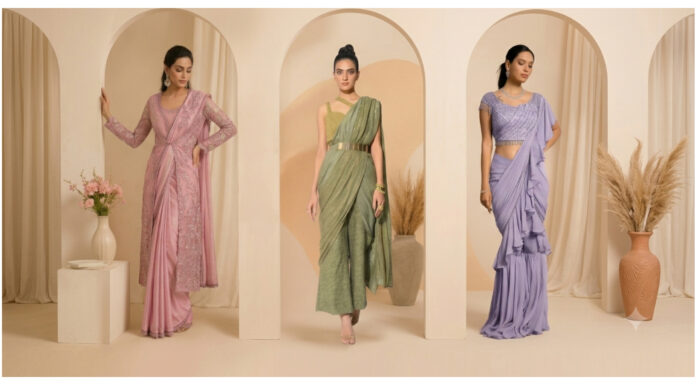 How to Style a Saree Without Traditional Draping: Belts, Jackets, and Pre-Draped Options How to Style a Saree Without Traditional Draping_ Belts, Jackets, and Pre-Draped Options