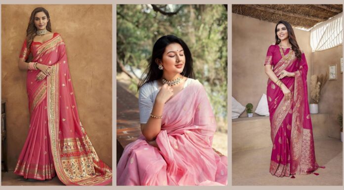 10 Latest Pink Saree Matching Blouse Combination Designs for a Luxurious Look