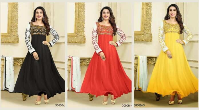 40 % OFF on Multicolored Semi Stitched Salwar Suits of Celebrity karishma kapoor