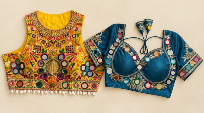Best Mirror Work Blouses to Wear With Sarees for Navratri Best Navratri Mirror Work Blouses for Sarees
