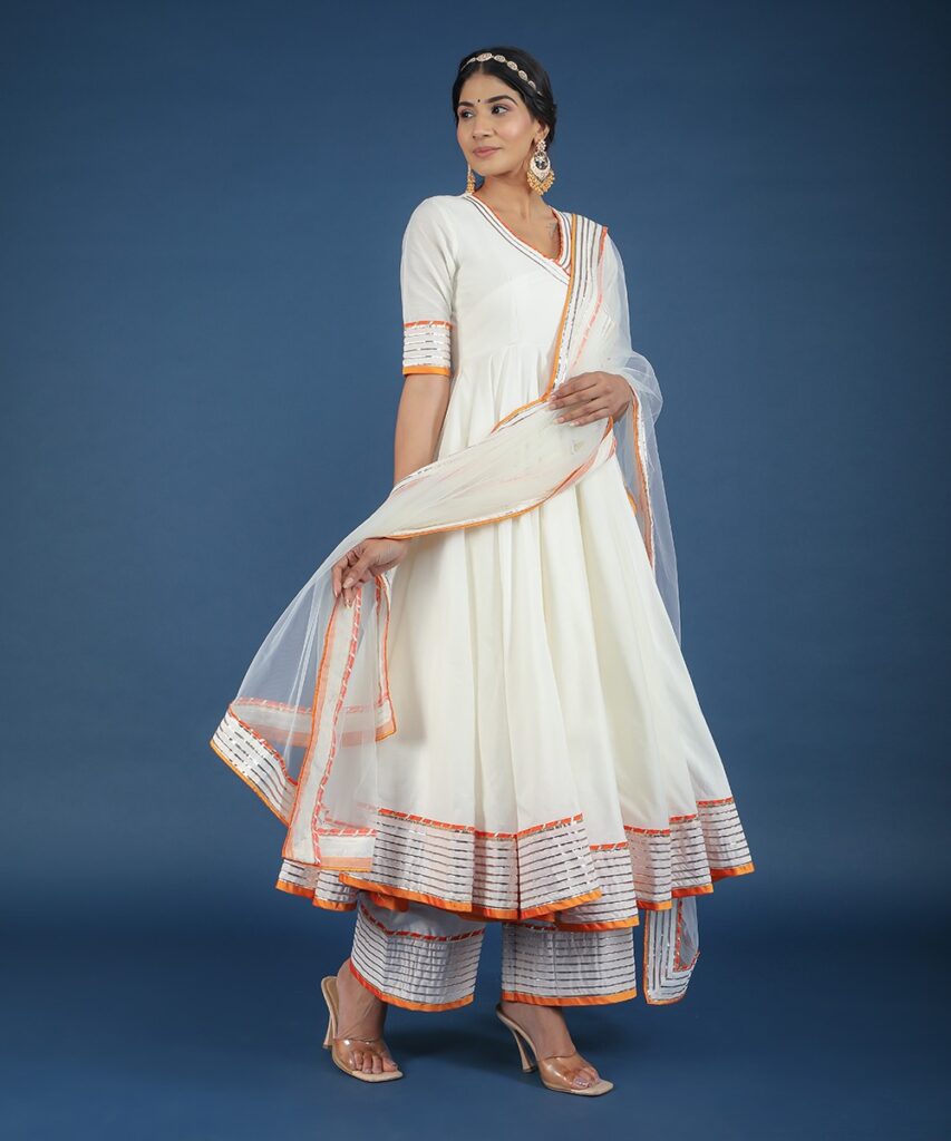 White Lacework Cotton Angrakha SetÂ